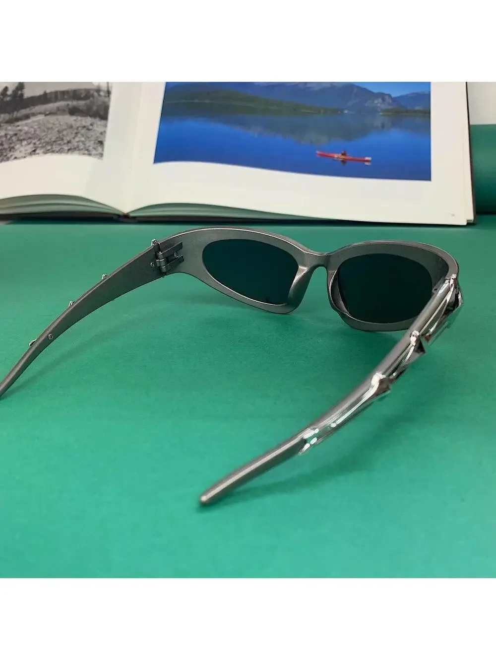 Y2k Cyber Style Futuristic Star Smoke Grey Grunge Sunglasses